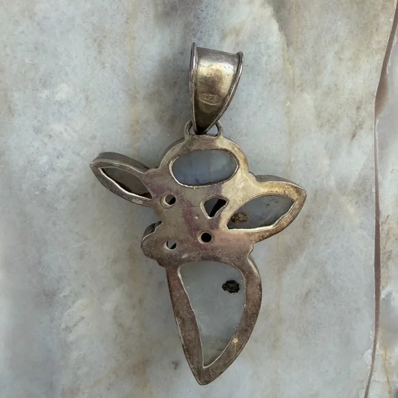 Multi-Stone Moonstone and Pearl Pendant - Iridescent - Picture 2 of 2